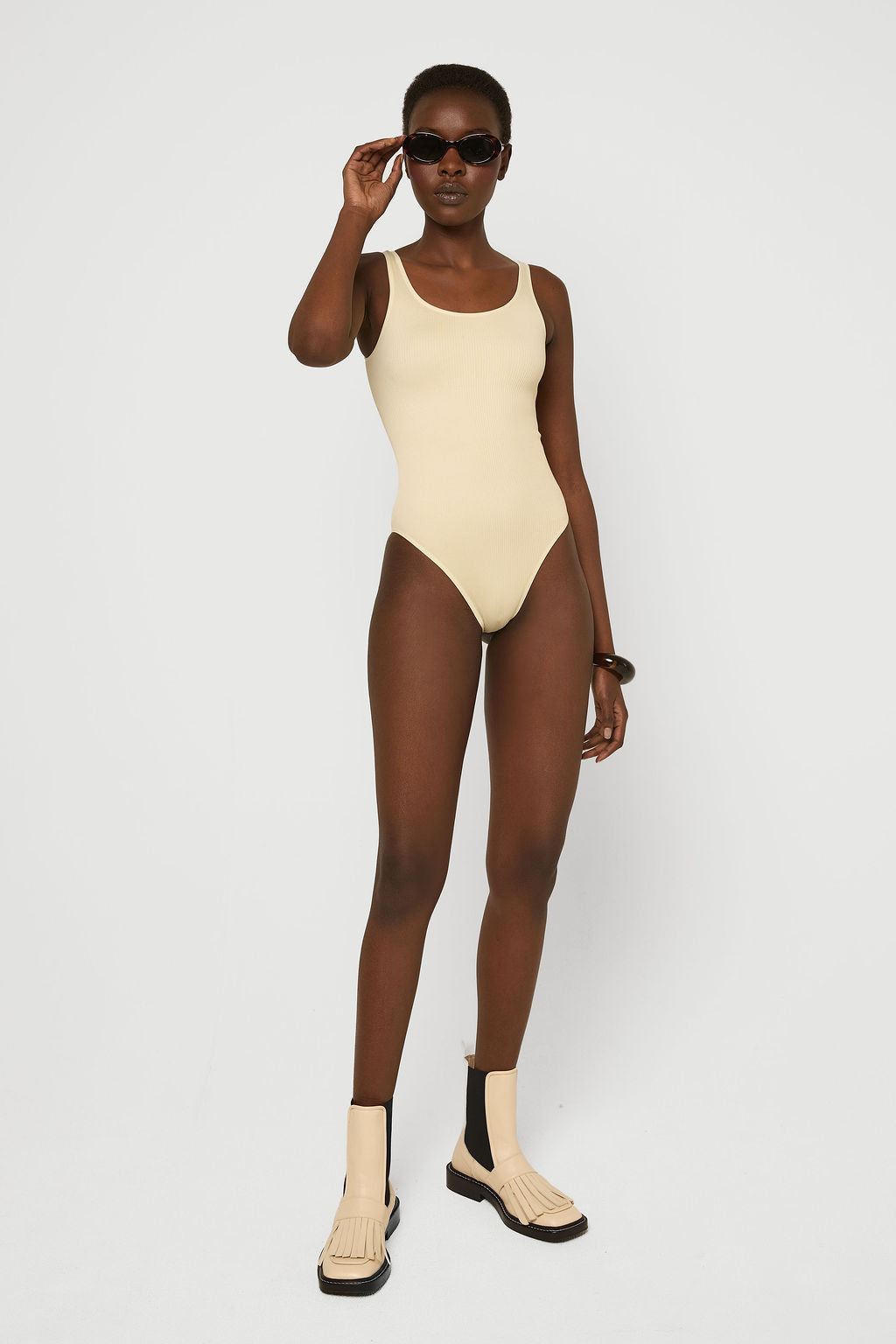 Rib body brief Beige
