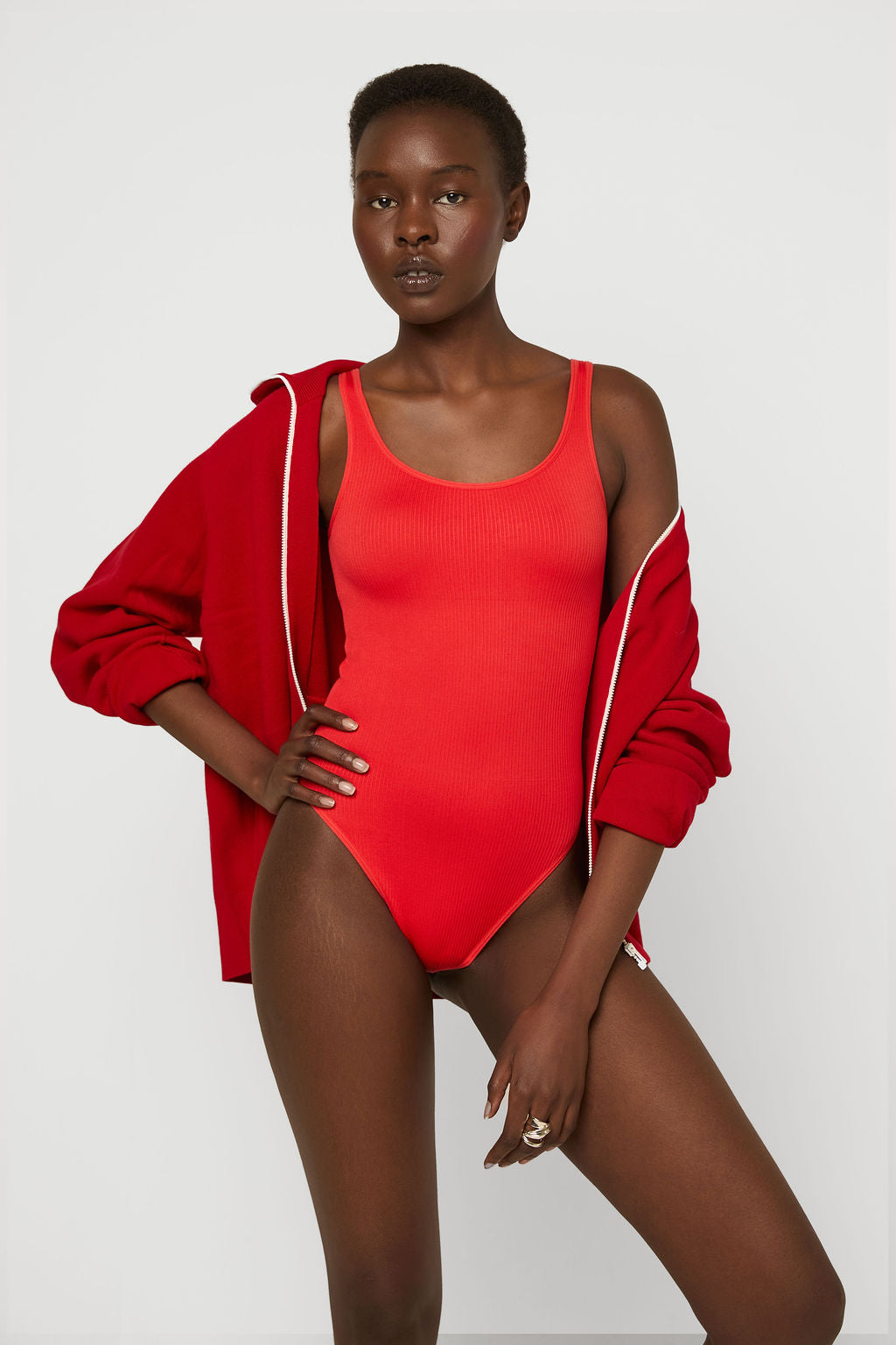 Rib body brief Red